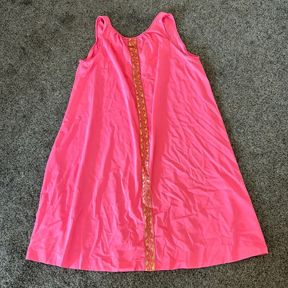 Vtg LORRAINE Hot Pink Gold Metallic  Lingerie Nightgown medium - Picture 1 of 8